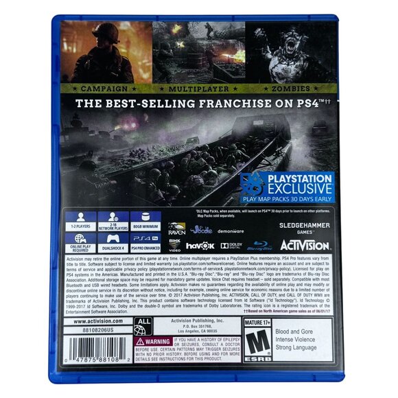 PS4 Call of Duty WWII Game Sledgehammer Activision Mature 17+ PlayStation 4 - Picture 2 of 6